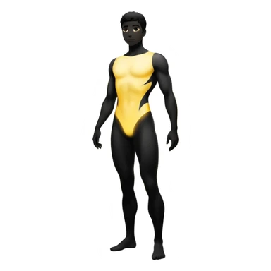 minimalist b&w male silhouette with flowing black-and-white curves across the lower body, now overlaid with a small, softly glowing spark or radiant light near the chest or head — heart symbolizing inspiration, inner fire, and creative energy awakening” style glow yellow sticker