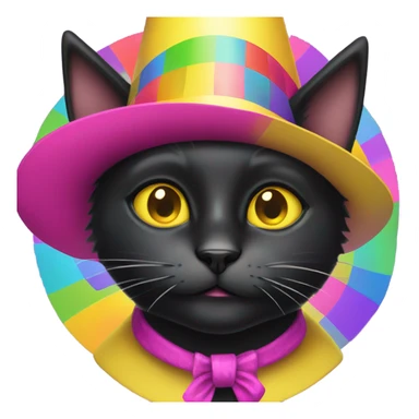 Black cat with yellow eyes in party hat sticker