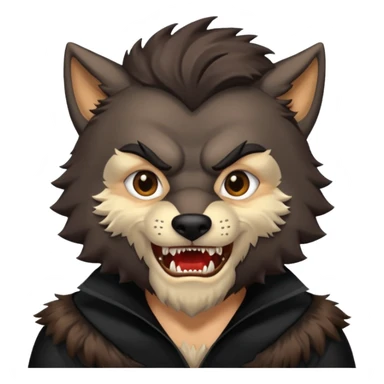 The Wolf Man from Universal Monsters with dark brown fur, black silk outfit, tan skin  sticker