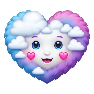 Cloud under a pink blue and Purple Heart all blended together  sticker