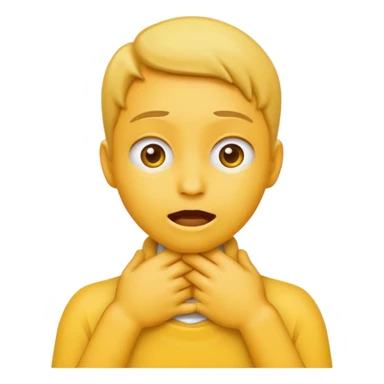 Yellow emoji doing choking emote with hands around neck sticker