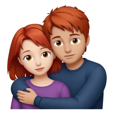 Red haired girl with brown hair boy romance sticker
