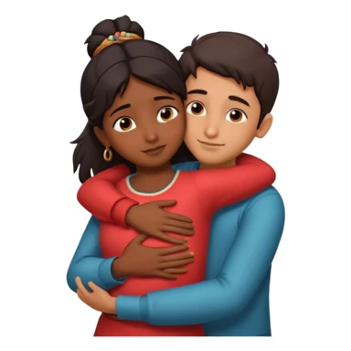 indian boy hugging indian girl from behind... boys hand down near navel of girl... boys head on the shoulder of girl... hugging tight.. more romantic... with more love sticker