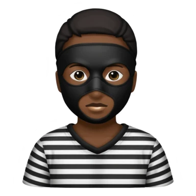 Thief with black eye type mask and black and white striped prison clothes sticker