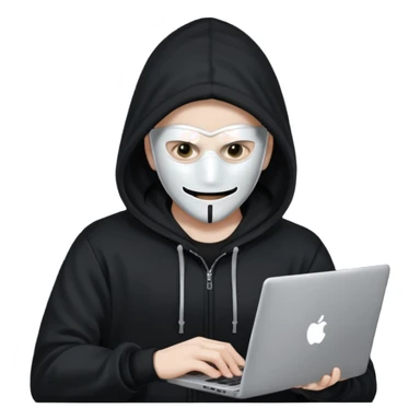 hacker with mask using laptop sticker