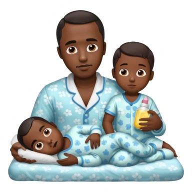 Diddy with baby oil and a kid in bed sticker
