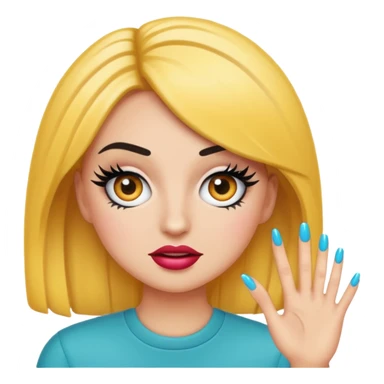 Girlboss emoji with exaggerated lashes and nails sticker