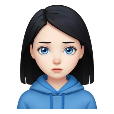 black haired girl with blue eyes cold look sticker