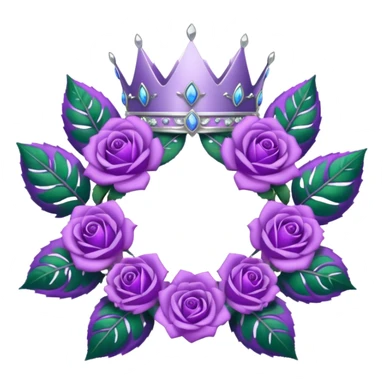 Purple rose with silver tiara and a purple emblem leaf wreath sticker