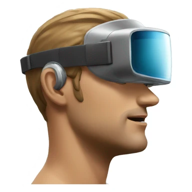 man wearing an Augmented reality headset looking up slightly while turned to the side sticker