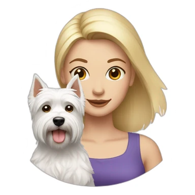 Blonde woman with a westie dog girl sticker