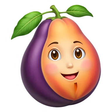 Peach sit on eggplant sticker