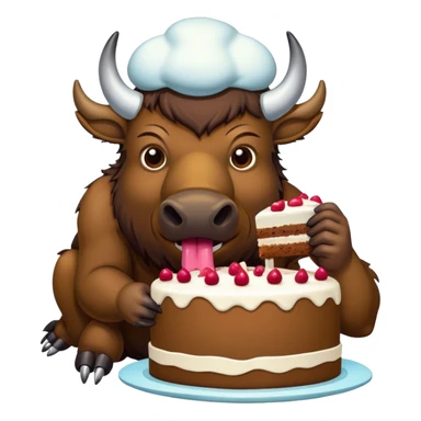 Bison eating cake sticker