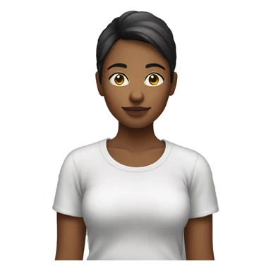 younger woman wearing a t-shirt. Show from the shoulders up sticker