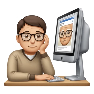 a shop owner who is not satisfied with local sales and is sad and tired of meta ads marketing getting no response sticker