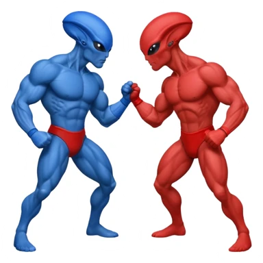 
two alien sparring, red uniform and blue unidorm
 sticker