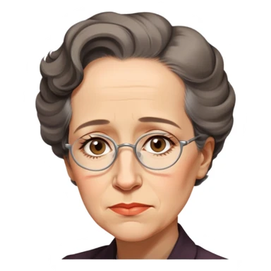 portrait of Hannah Arendt, thoughtful expression, no glasses, soft lighting, neutral background sticker