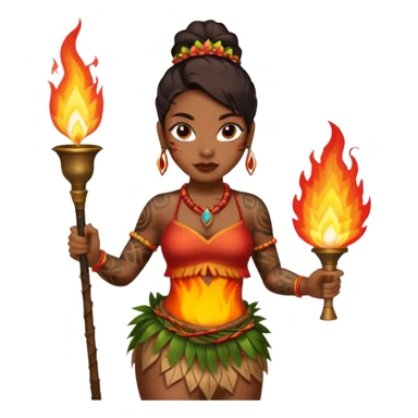 hawaiian female fire dancer with tattoos sticker