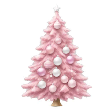 Pastel pink Christmas tree with pink and white ornaments  sticker