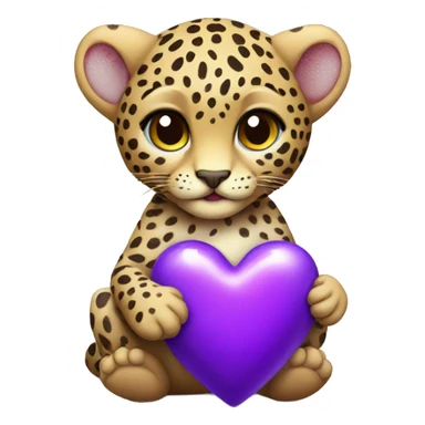 Baby leopard holding a purple heart  sticker