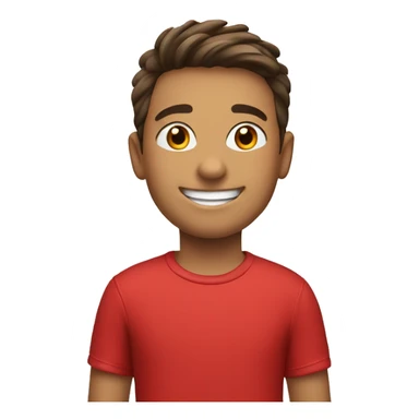 smiling boy in red shirt with skis sticker