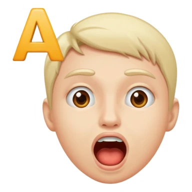 open mouth with letters A Б В coming out sticker