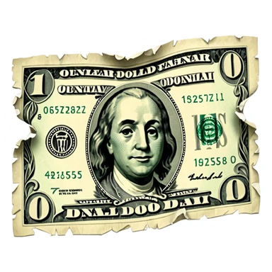 Ripped dollar bill sticker