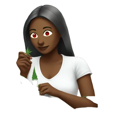 woman tending to marijuana plant with red eyes  sticker