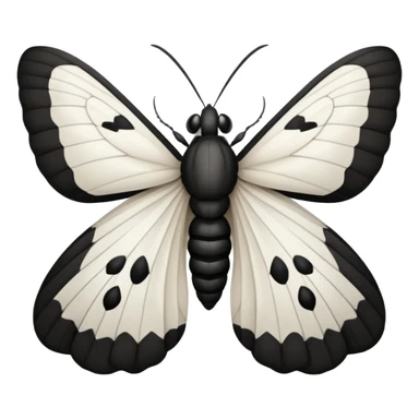 minimal white and black moth sticker