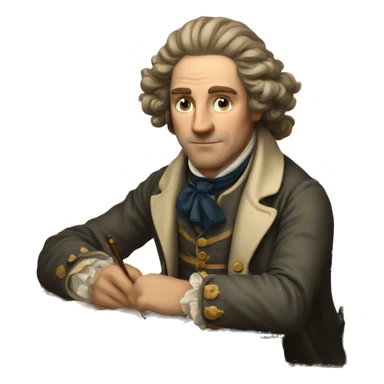 white man writer on table 18 century sticker