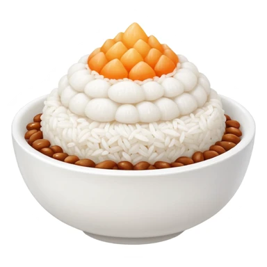 A cute white bowl of steaming rice piled high like a small mountain (korean style gobongbap), pure white rice,  sticker
