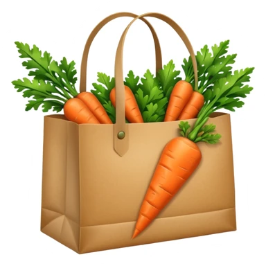 paper shopping bag with carrot. Transparent background sticker
