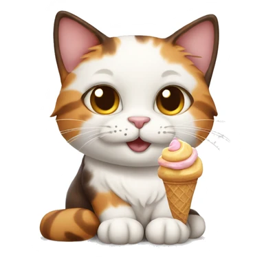 calico cat with icecream  sticker