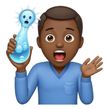 GEEEEKED Black Enzyme Emoji screaming WATERRR while holding an endocrine system emoji sticker