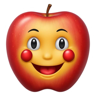 smiley face eats apple sticker