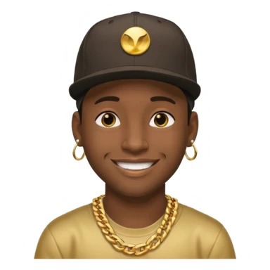 black guy with golden chains earpiercins and a snapback cap sticker
