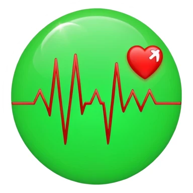green dot with ECG heartbeat line sticker