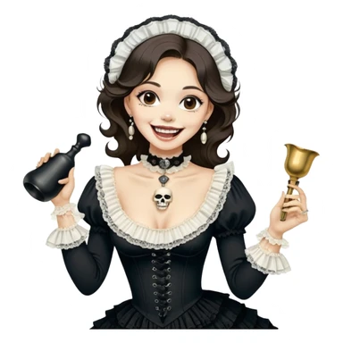 Linear monochrome oil painting. Oil painting with rough, impressionistic brushstrokes and dramatic chiaroscuro lighting techniques on textured canvas. ​(A stunning and vibrant oil painting that is captivating. The artist's expressive brushwork fills the scene with movement and energy, showcasing the impasto technique. The painting's vibrant palette and impasto technique create a cinematic atmosphere).
vdsur, surreal, high contrast, best quality, hires,
incredibly beautiful woman, deep depraved neckline, depraved slits on the dress, victorian, black dress, long sleeves, white frills, lace, holding skull, theater, stage, headless, cowbell choker, theme, 1other, goblin, pointing at another, laughing,
window \(computing\), math
 sticker