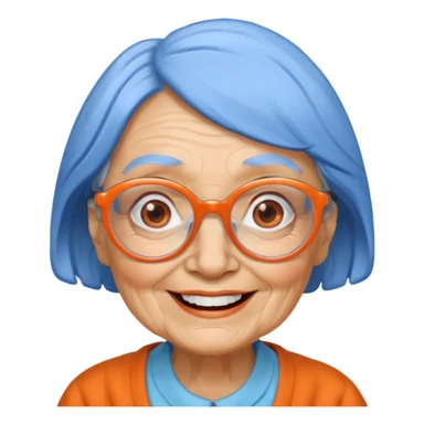 blue skinned orange glassed grandma sticker