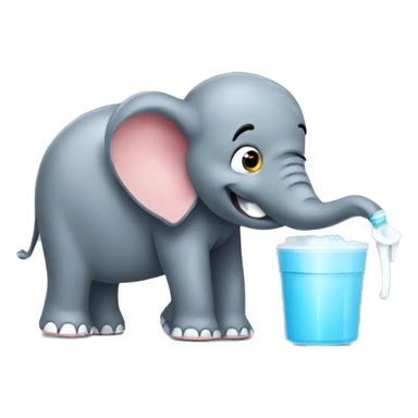 Elephant brushing teeth with toothbru sticker