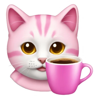 Pink сat with coffee sticker
