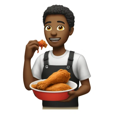 a person eating fried chicken sticker