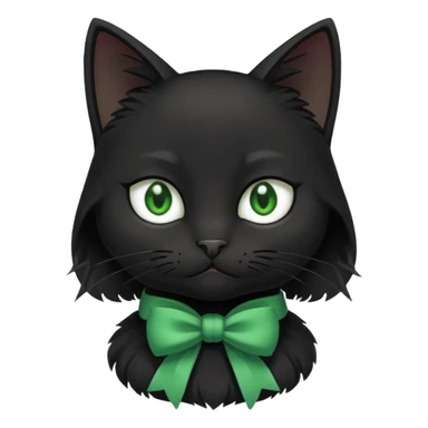 A black cat with sly green eyes and a white bow around its neck sticker