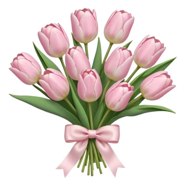 very pale pink tulips bouquet with light pink bow sticker
