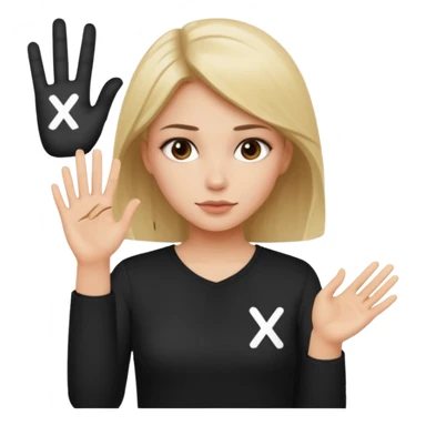 a woman who draws an X with her hand sticker