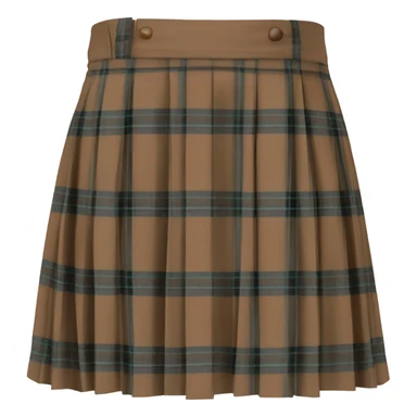 Brown tartan pleated mini skirt, isolated sticker