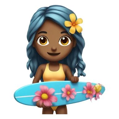 cute paddle boarding girl, with flower in her hair sticker