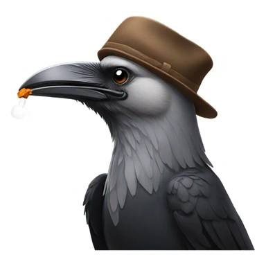 Crow with a wooden cap smoking sticker