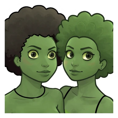 Chica morena con cabello afro y chico blanco con pelo cresco sticker