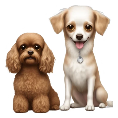 White toy poodle and a Chihuahua long hair brown ￼ sticker